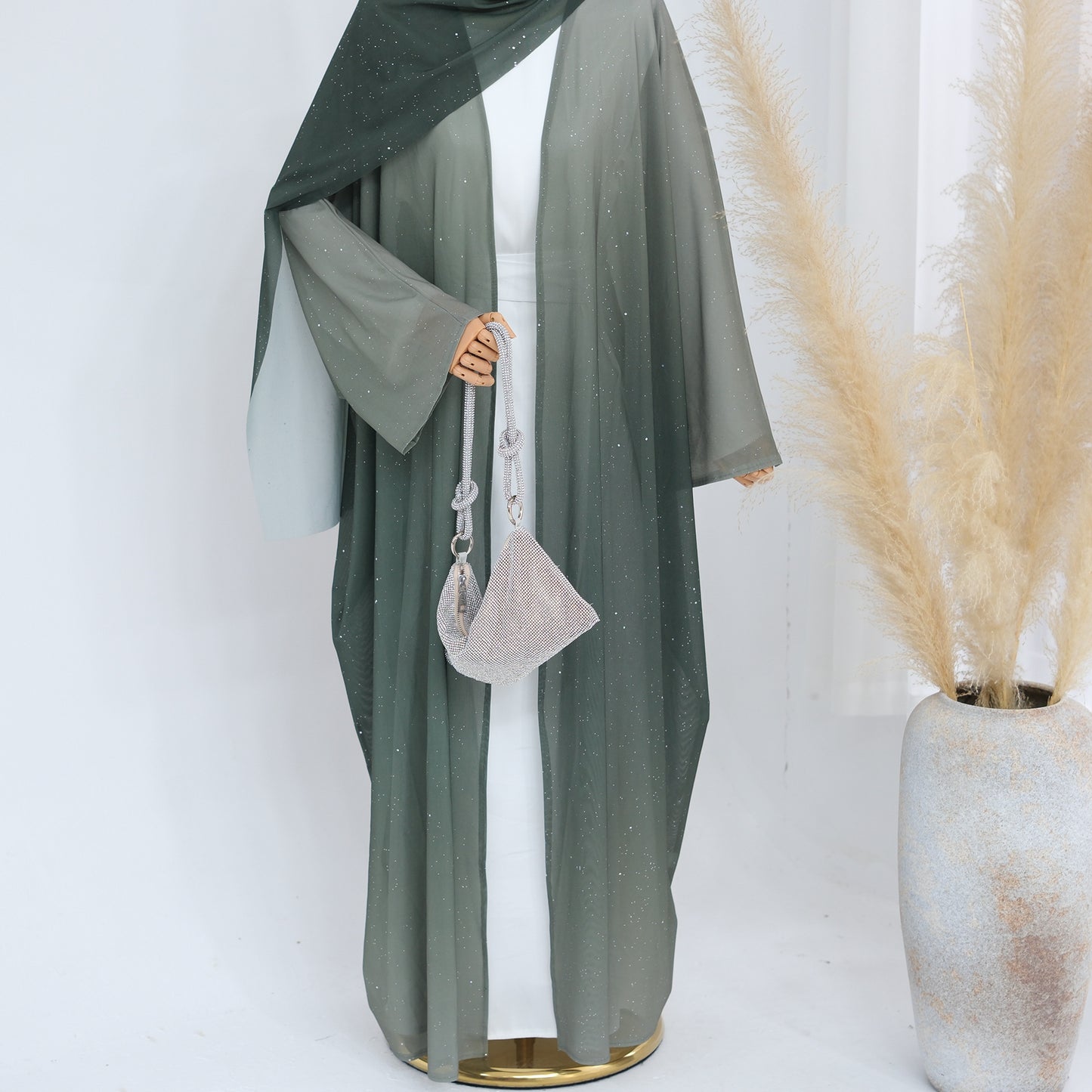 Gradient Everyday Parties Cardigan Robe with Hijab