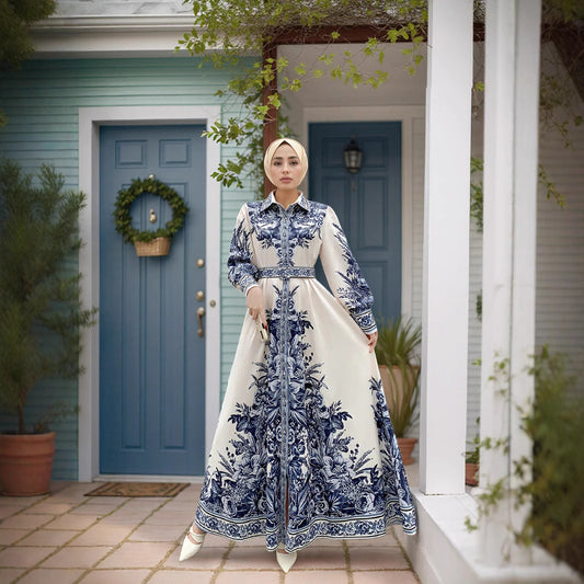 Open-Front Middle East Casual Maxi Abaya Robe