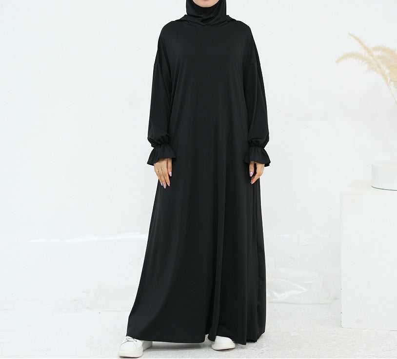 Women's Solid Color Hooded Casual Abaya