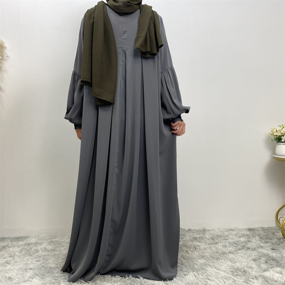 Women's Crewneck Solid Pleated Dress