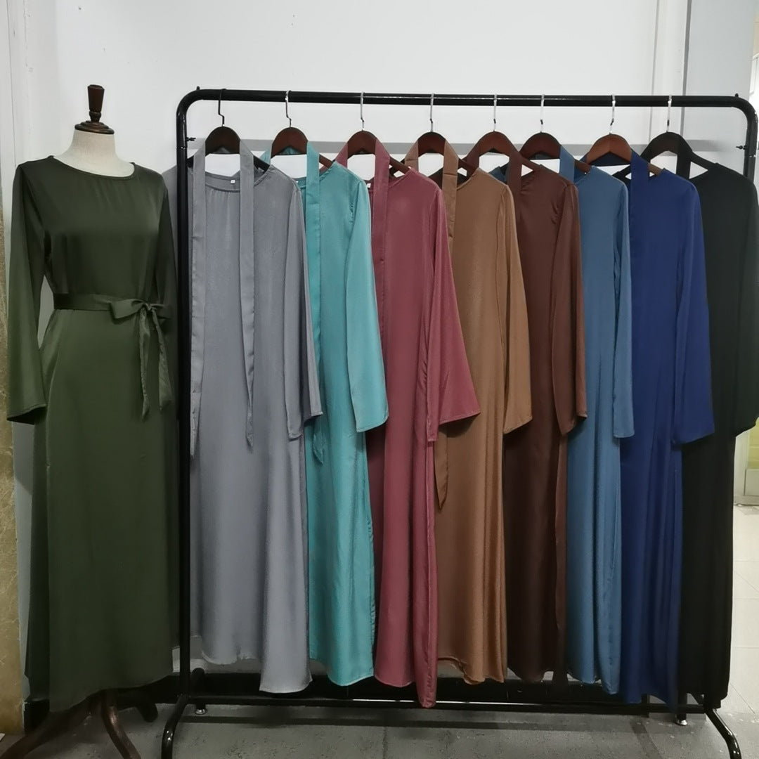 Women's Round Neck Bell Sleeve Abaya Dress