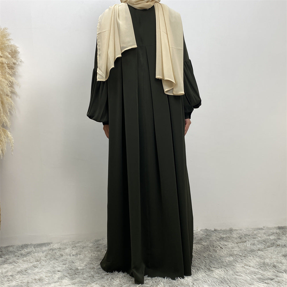 Women's Crewneck Solid Pleated Dress