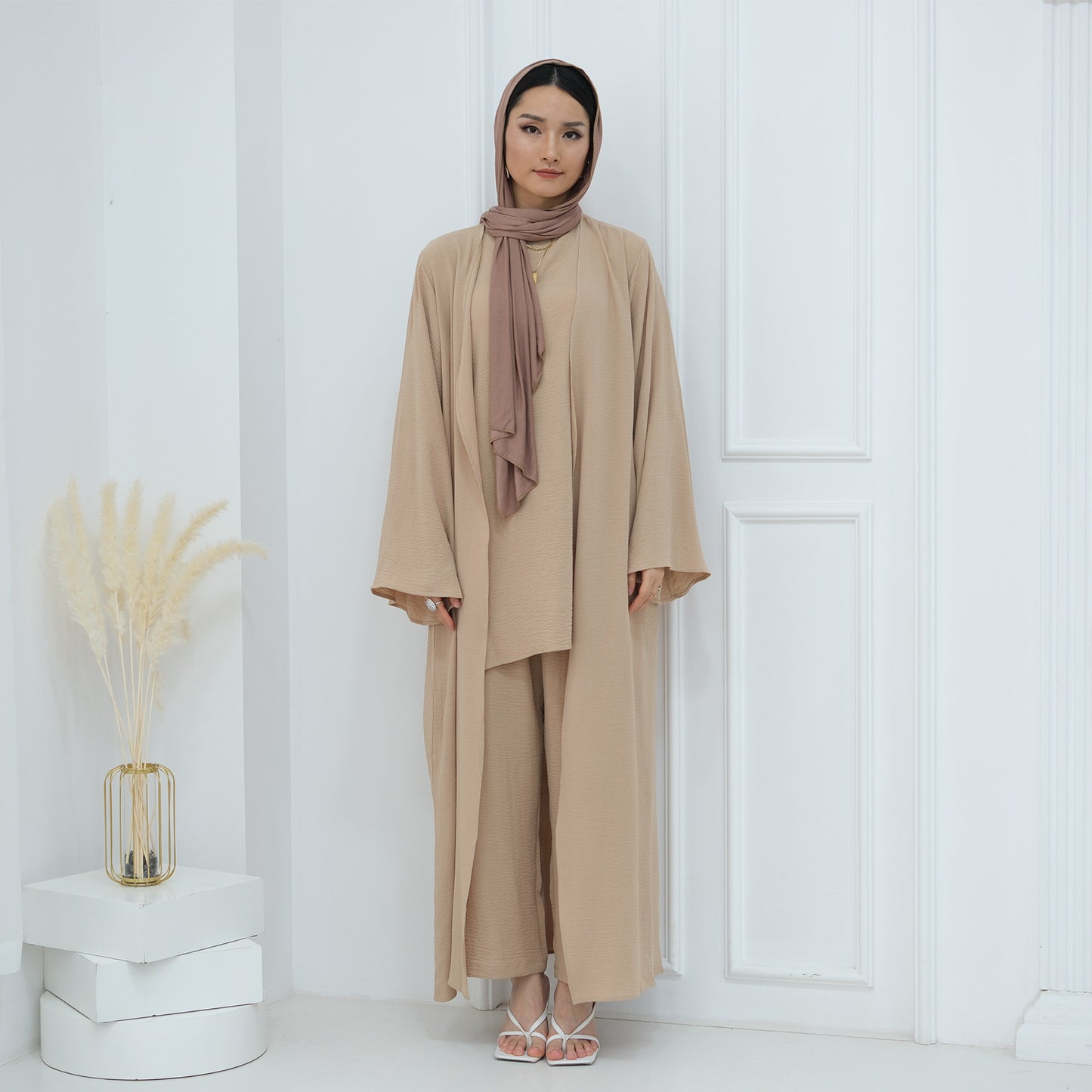 Women's Plain Three-piece Top And Pants Suit
