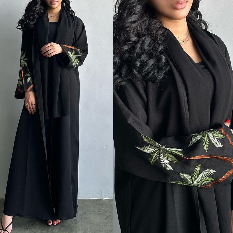 Women's Long Sleeved Black Robe