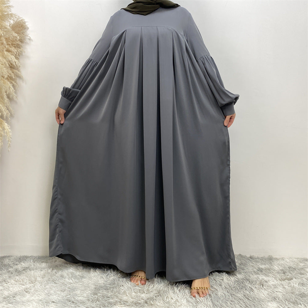 Women's Crewneck Solid Pleated Dress