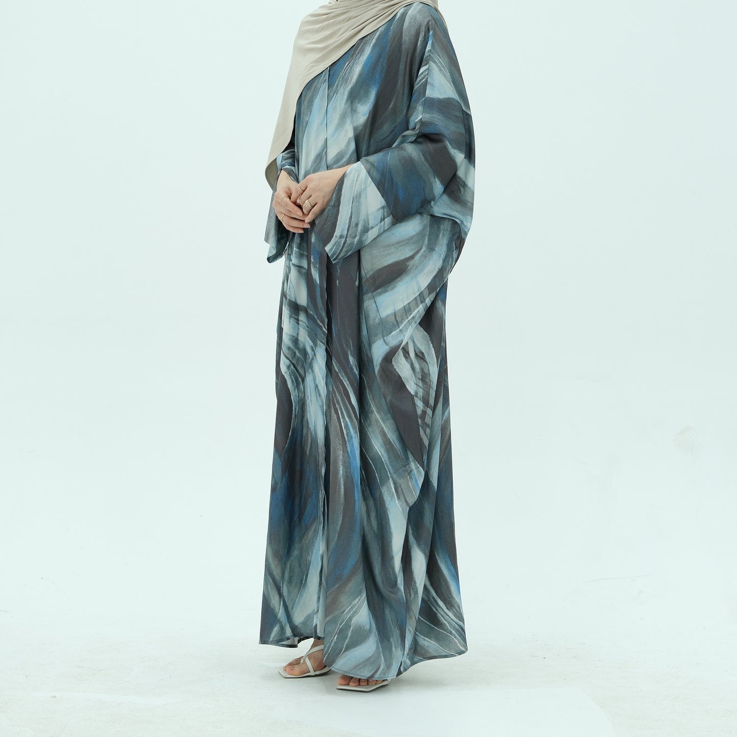 Printed Robe with Abstract Pattern Lightweight Modest Wear
