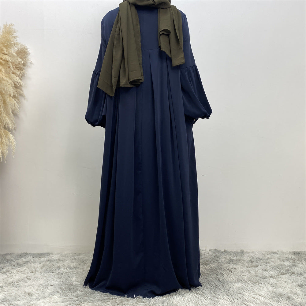 Women's Crewneck Solid Pleated Dress