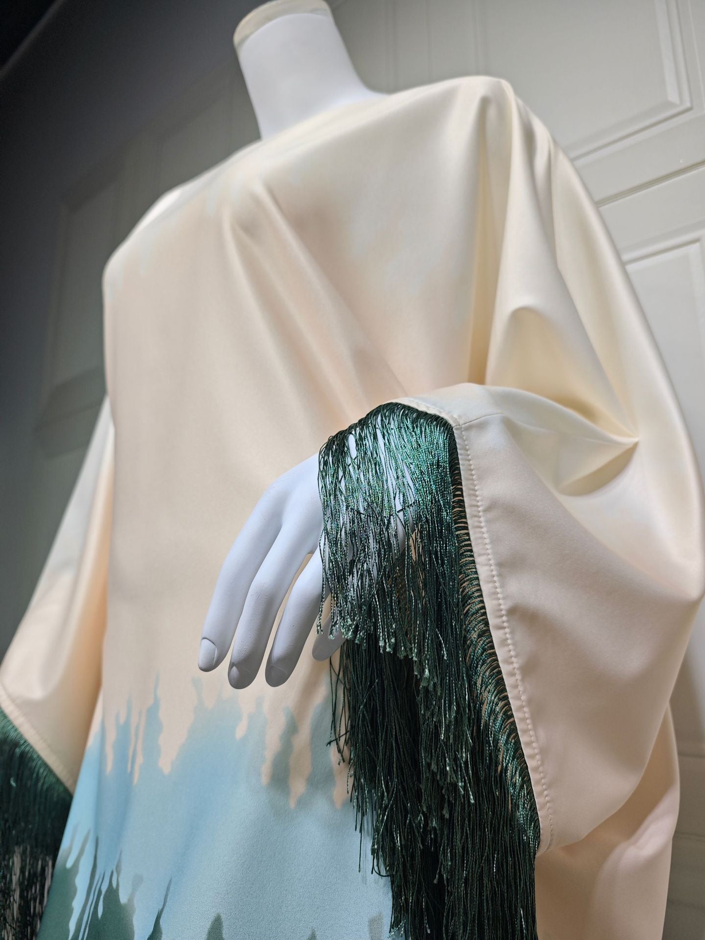 Fringed Abaya Gradient Print Dress