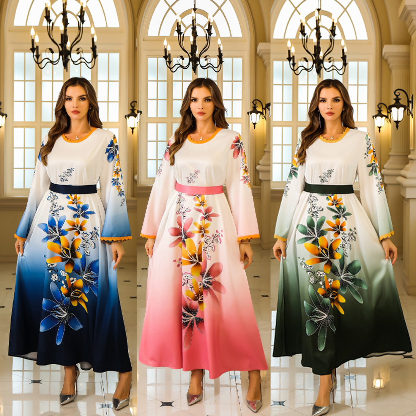Women's Printed Floral Party Evening Dress
