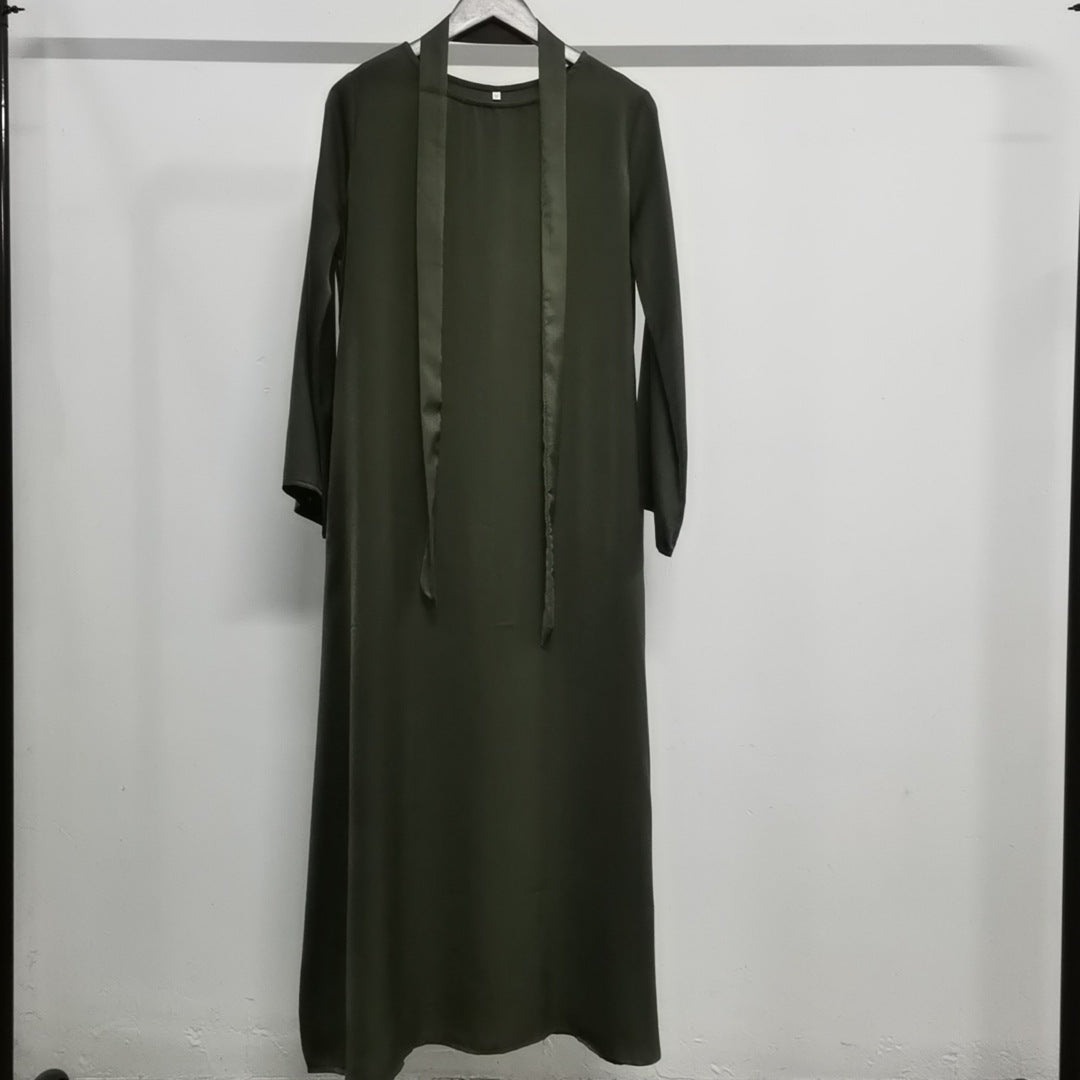 Women's Round Neck Bell Sleeve Abaya Dress