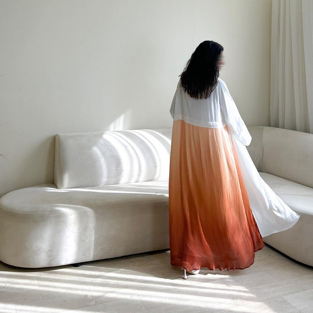 Women's Chiffon Pressed Pleated Patchwork Robe