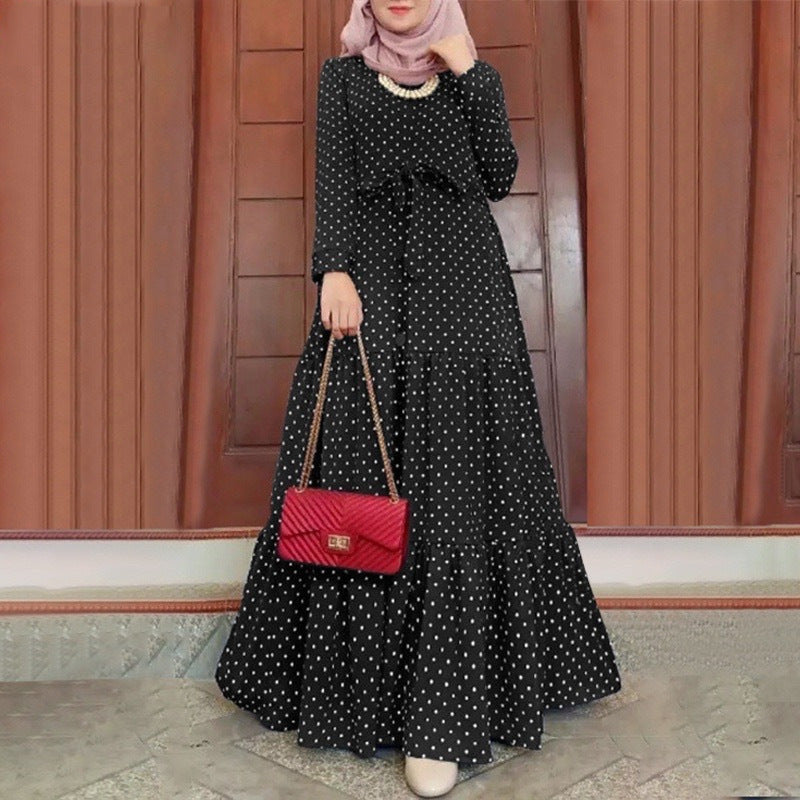 Women's Polka Dot Long Sleeved Dress