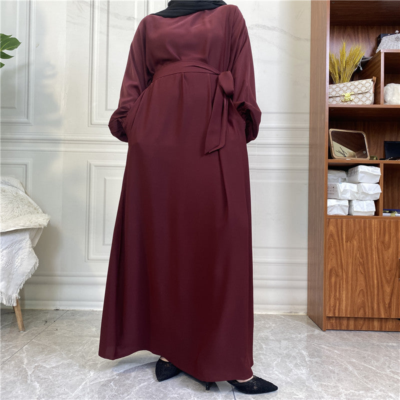 Muslim Nida Belted Pocket Maxi Dress