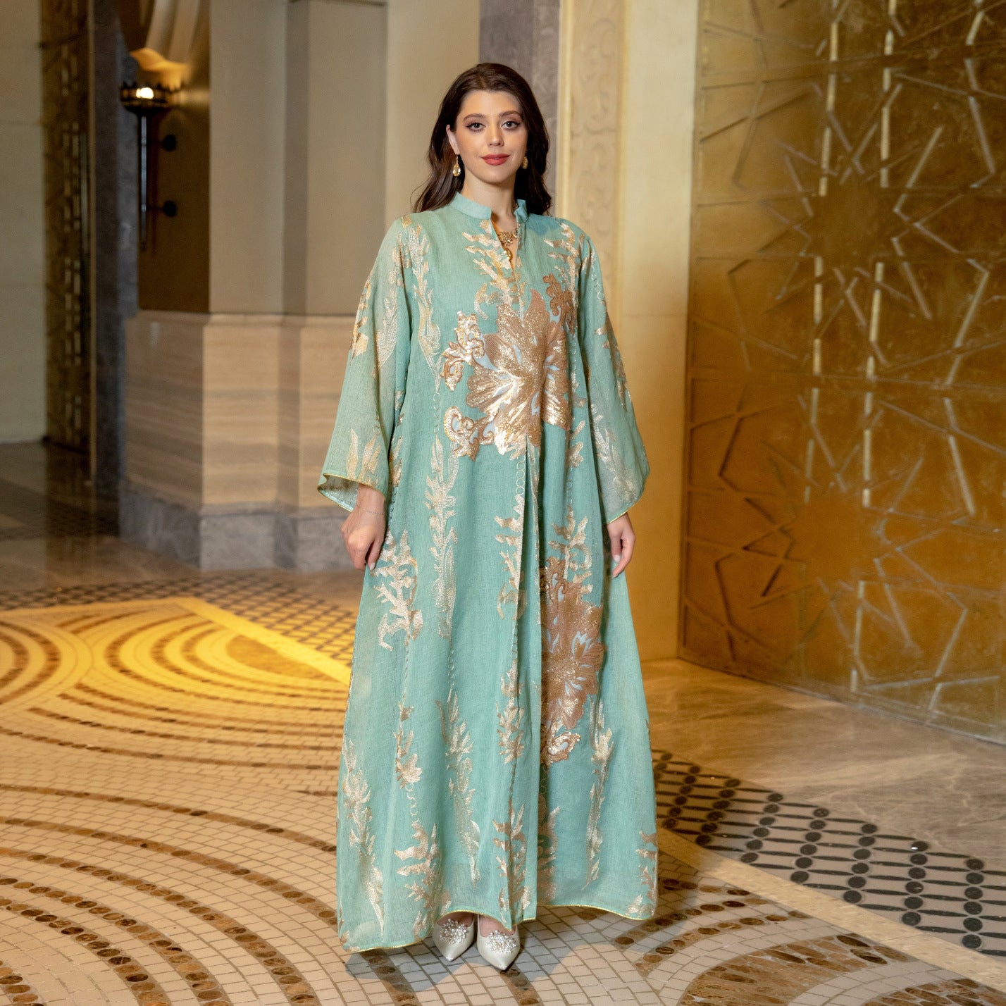 Floral Sequined Luxury Ladies Party Dress