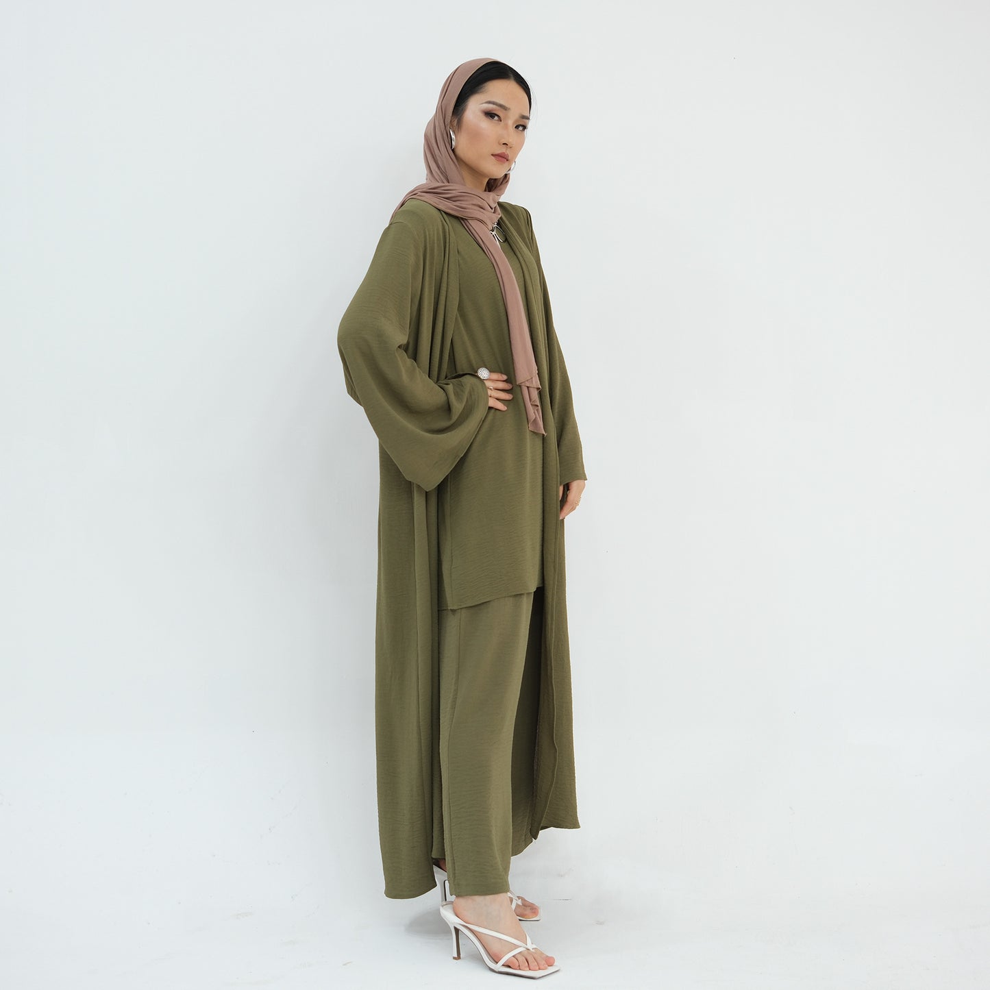 Women's Plain Three-piece Top And Pants Suit