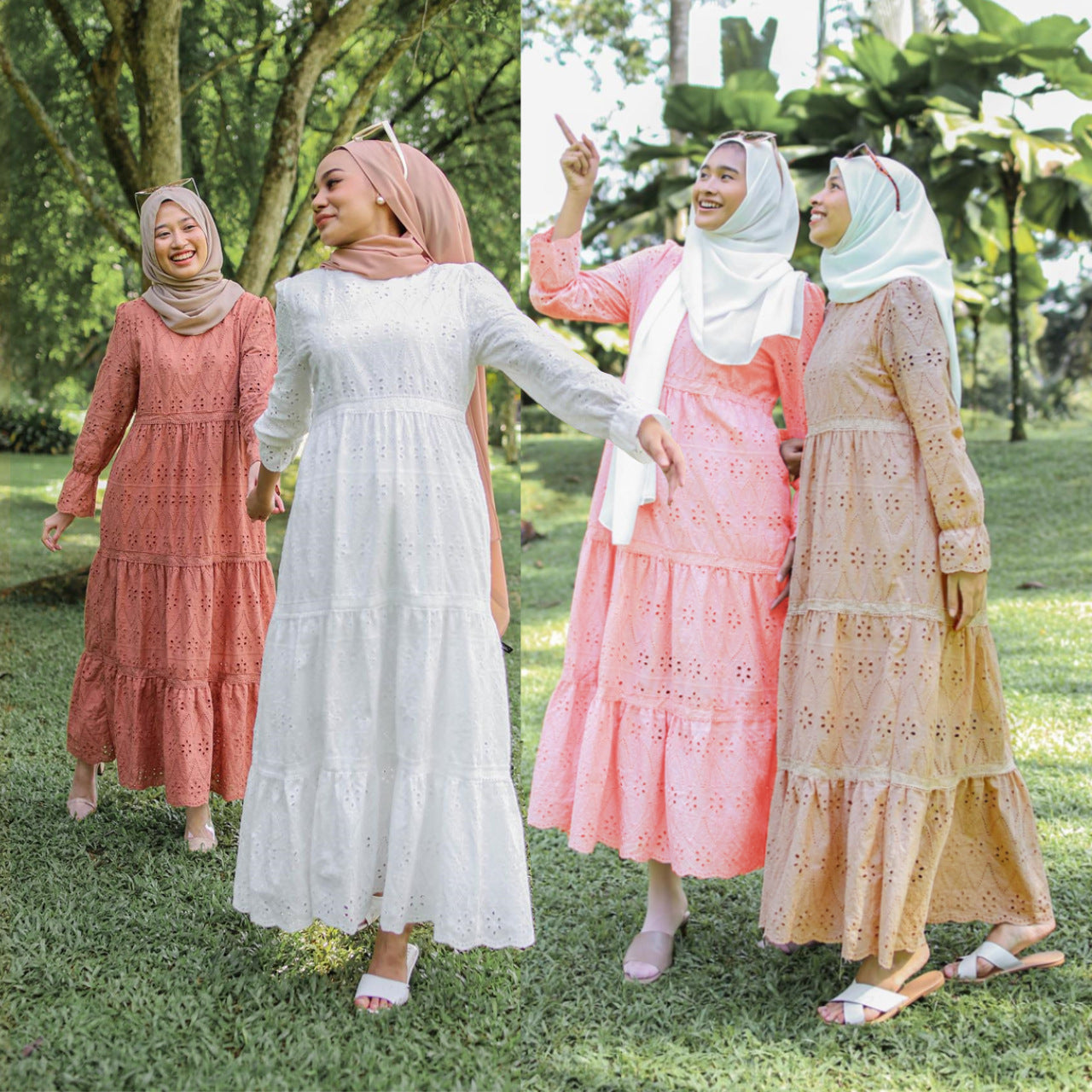 Women's Openwork Lace Abaya Dress