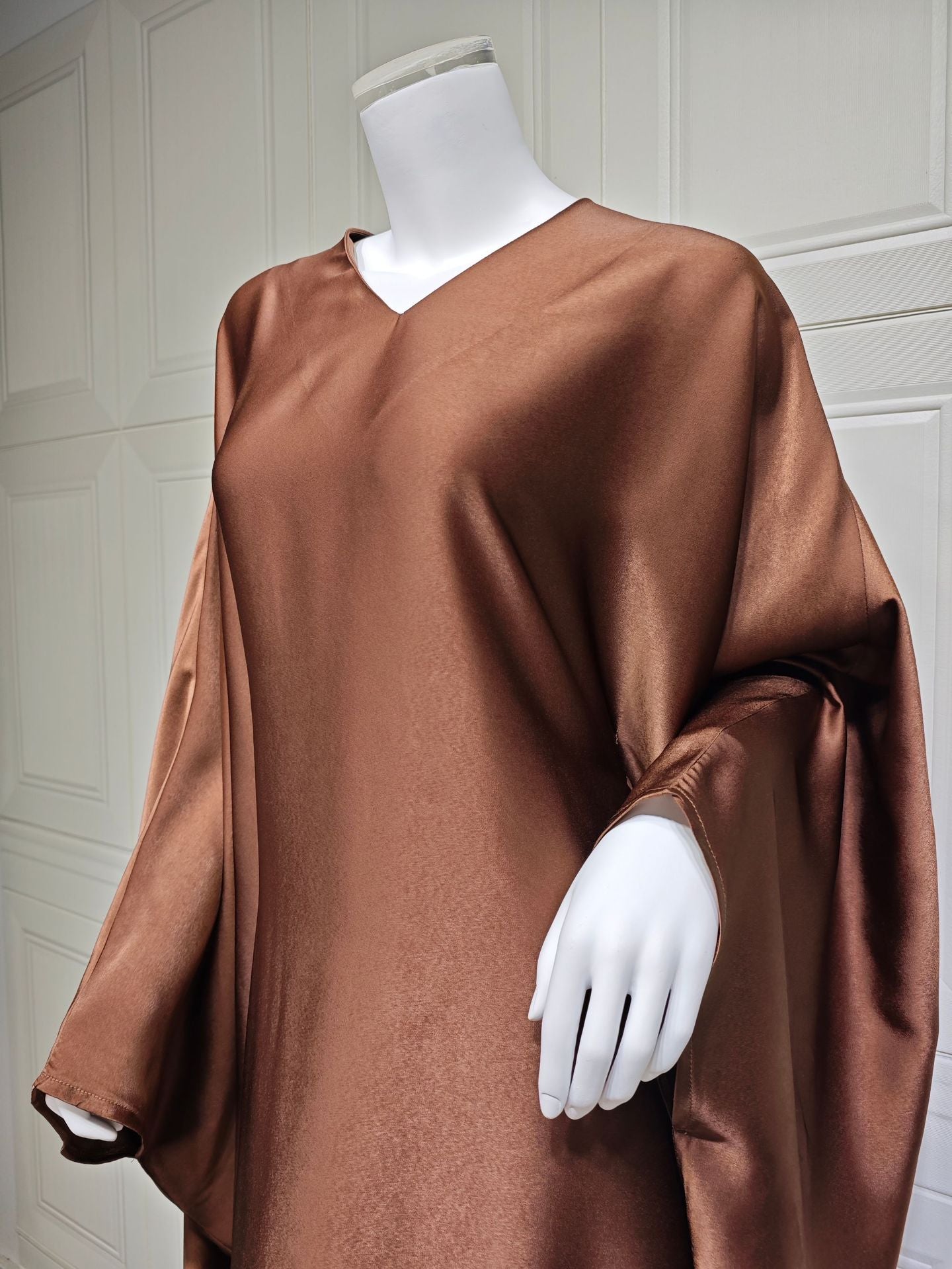 Women's Pullover Waist-cinching Modest Coffee Dress