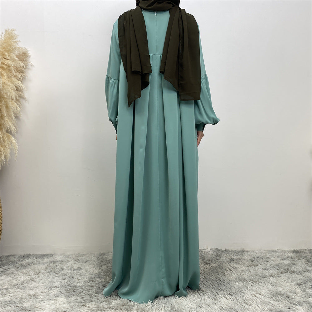 Women's Crewneck Solid Pleated Dress