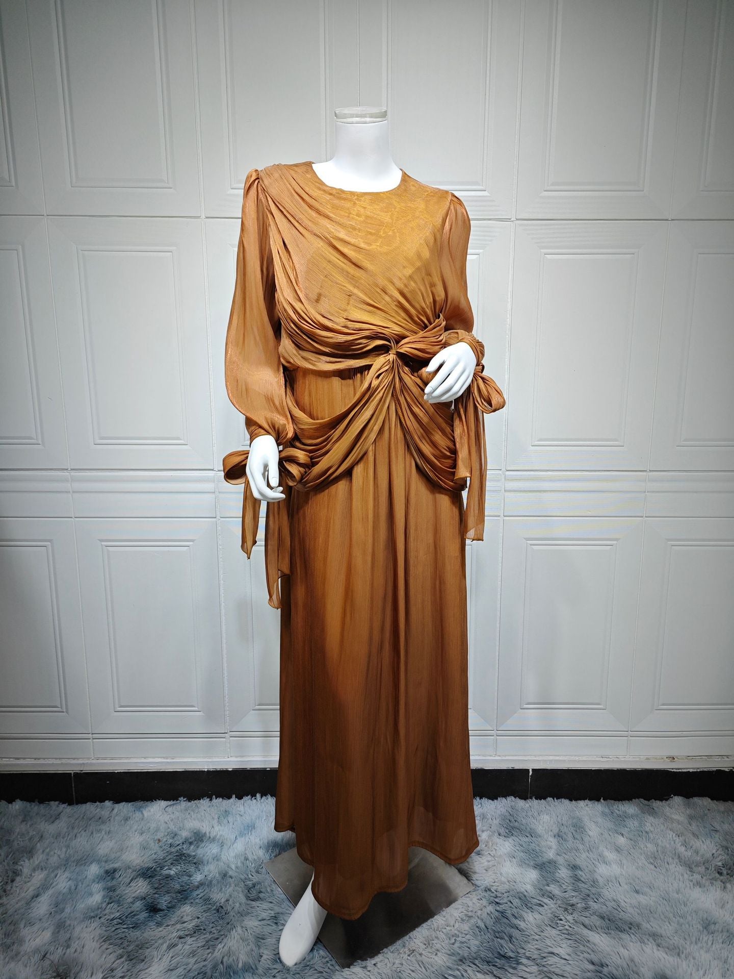 Women's Shiny Cinched Waist Dress