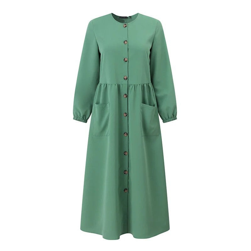 Women's Crewneck Puff Sleeve Loose Dress