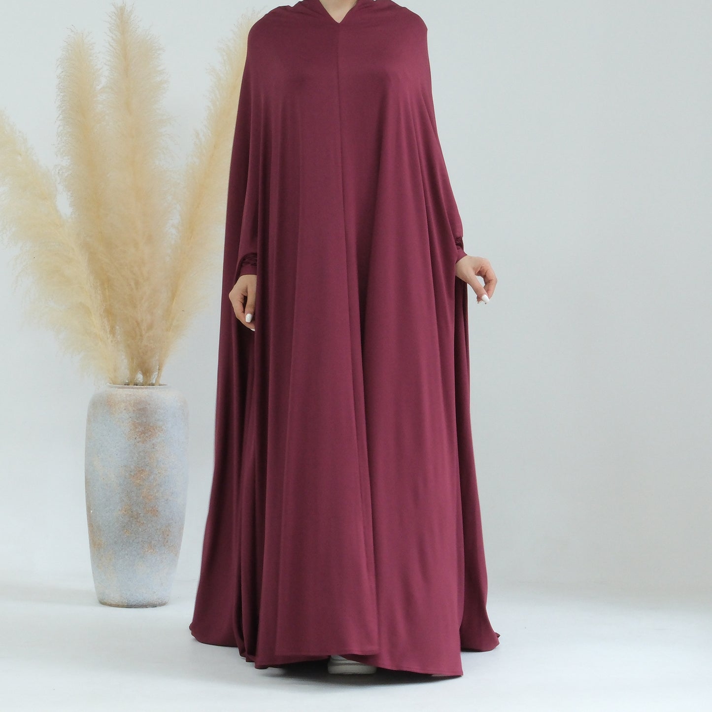 Women's Solid Color Plus-Size Batwing Dress Jilbab