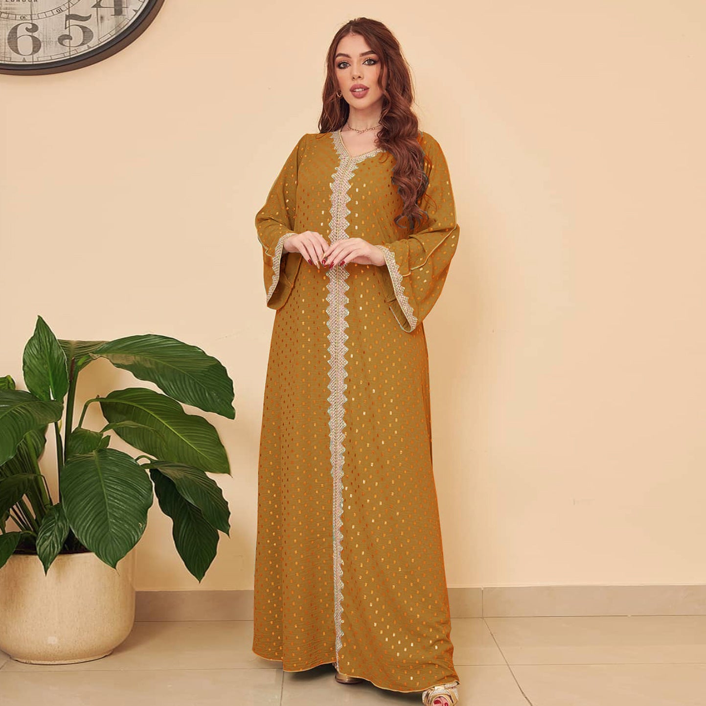 Women's Gilded Muslim Dubai Robe Dress