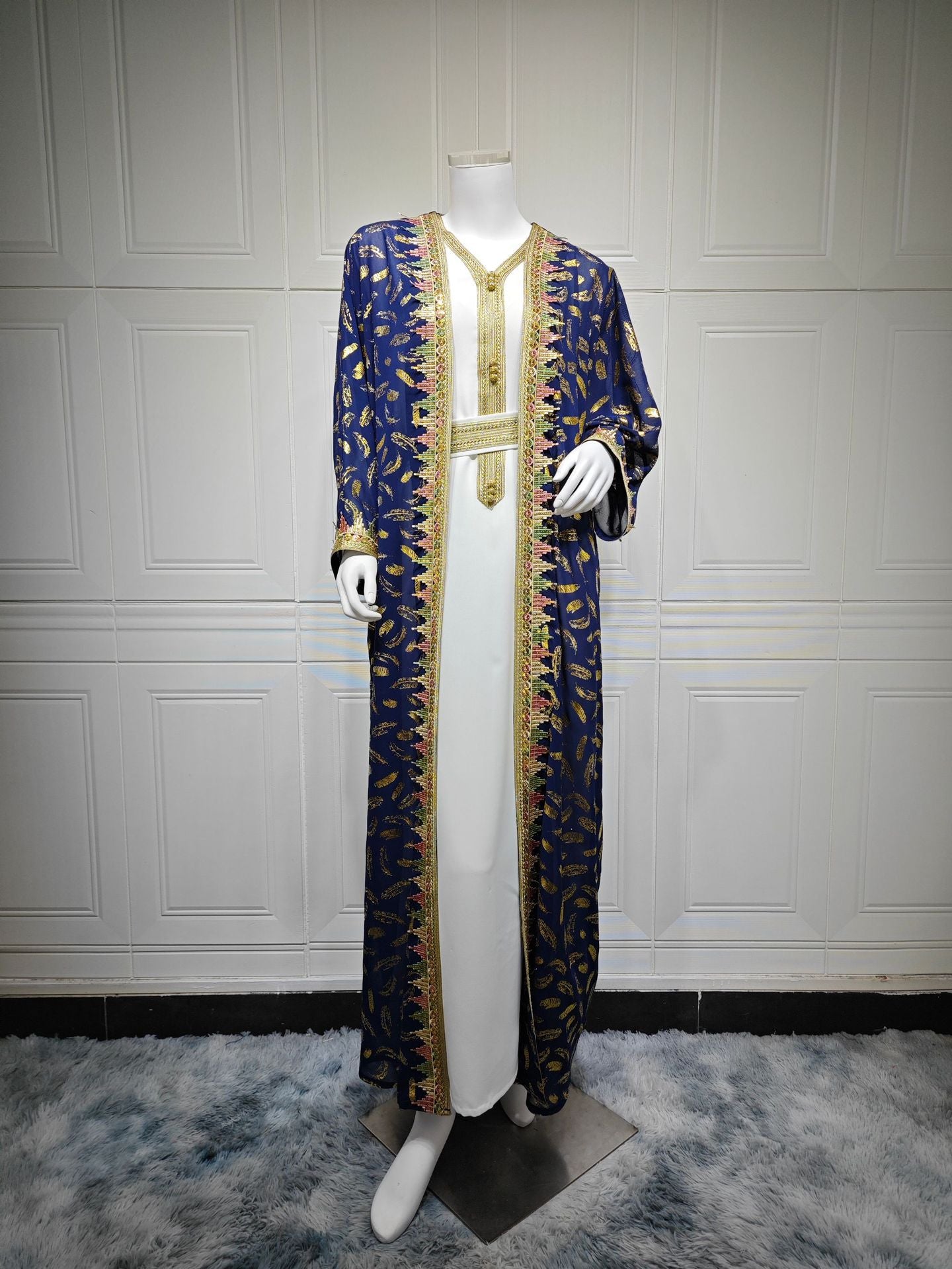 Women's Chiffon Plus-size Cardigan Long Skirt Three-piece Set