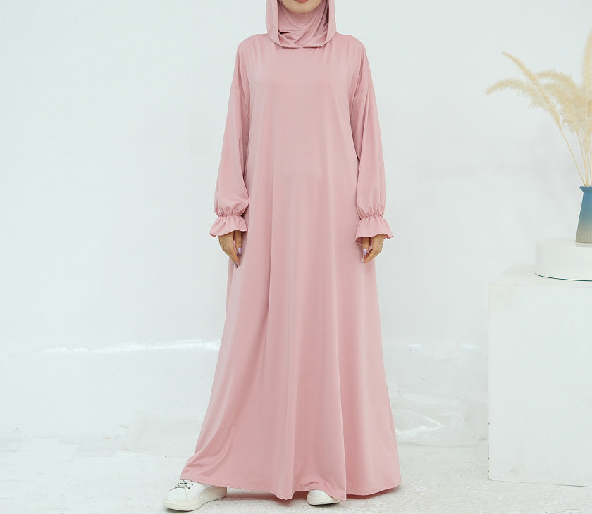 Women's Solid Color Hooded Casual Abaya