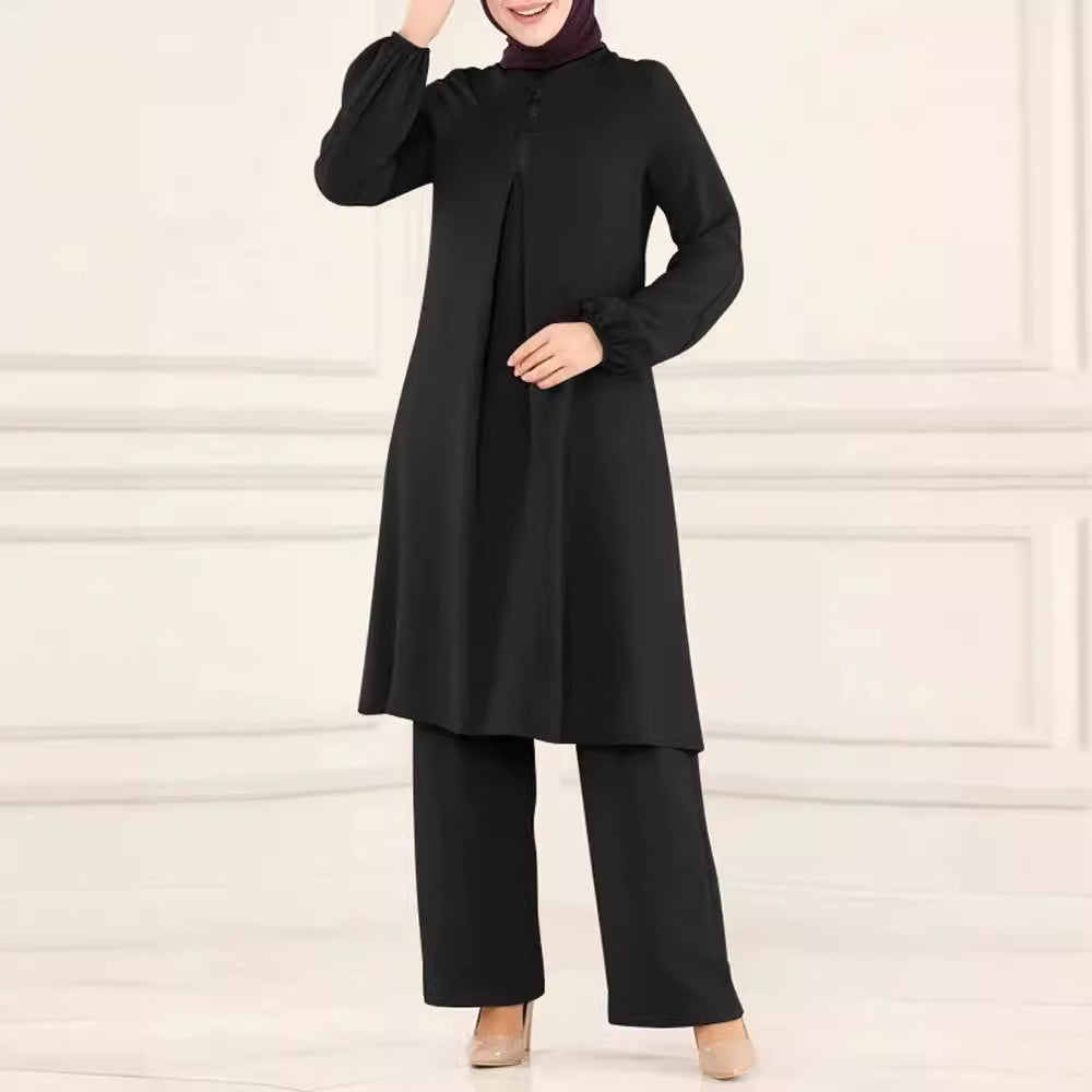 Embroidered Dubai Modest Formal Maxi Kaftan Two-Piece Set
