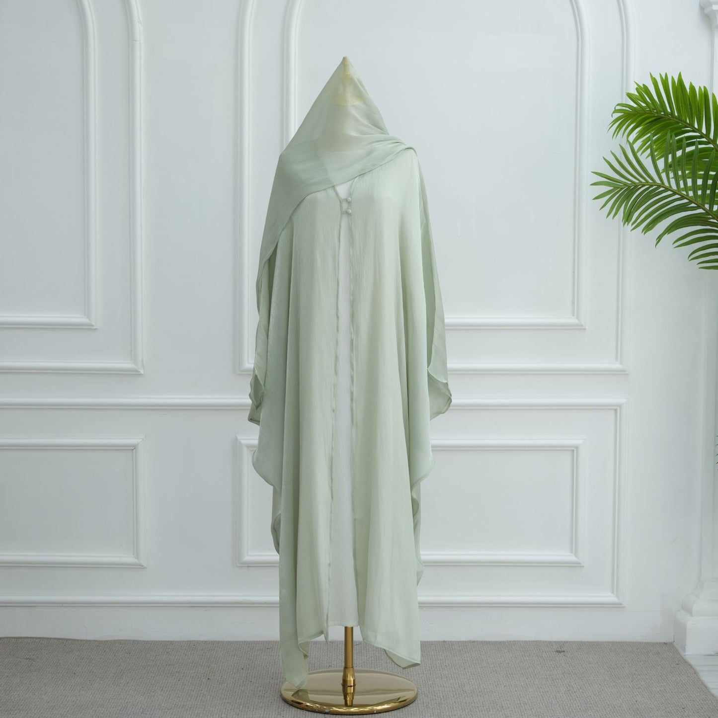 Modest Solid Color Crepe Elegant Cardigan Robe