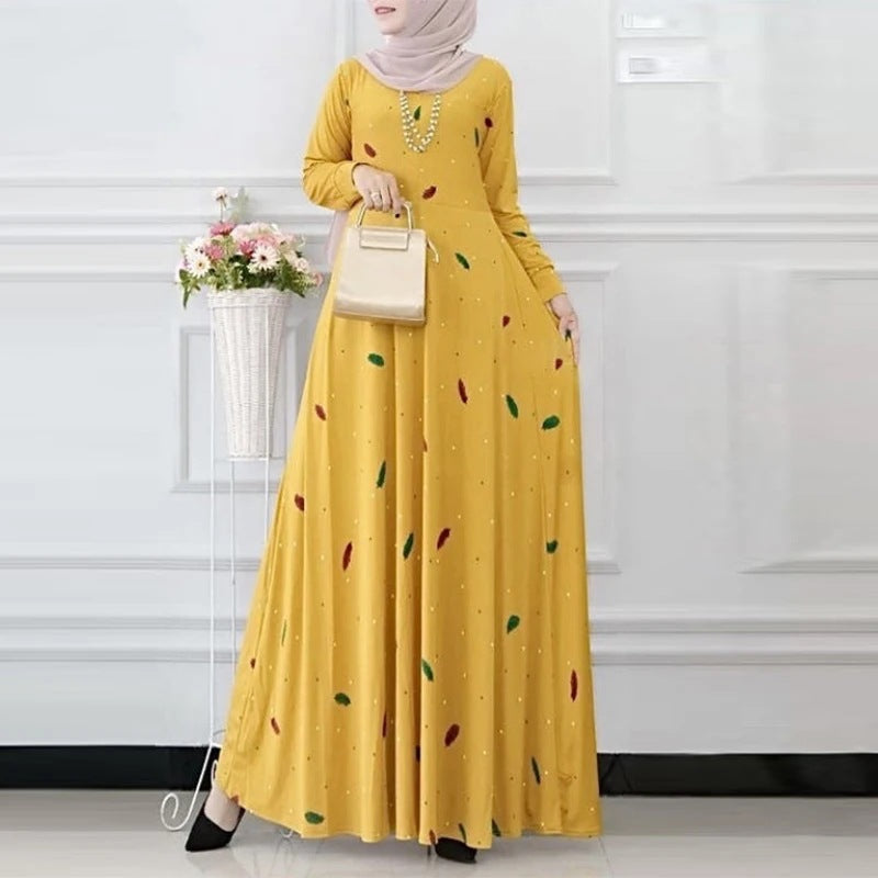 Women's Elegant Foliage Polka Dot Print Oversized Dress