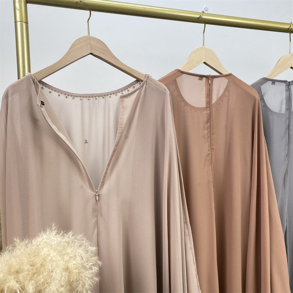 Modest Patchwork Chiffon Loose Dress