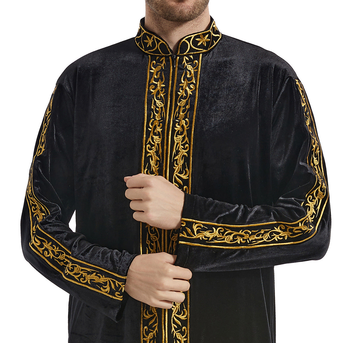 Men's Gold Velvet Embroidered Thobe