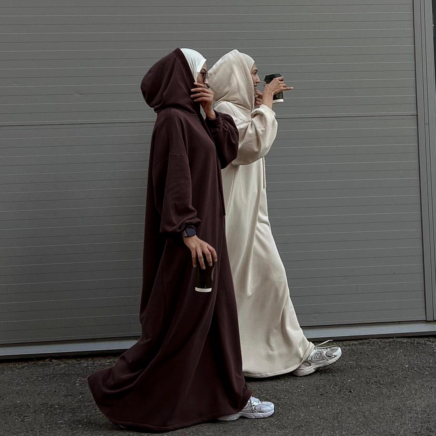 Women's Solid Color Hooded Sweatshirt Dress