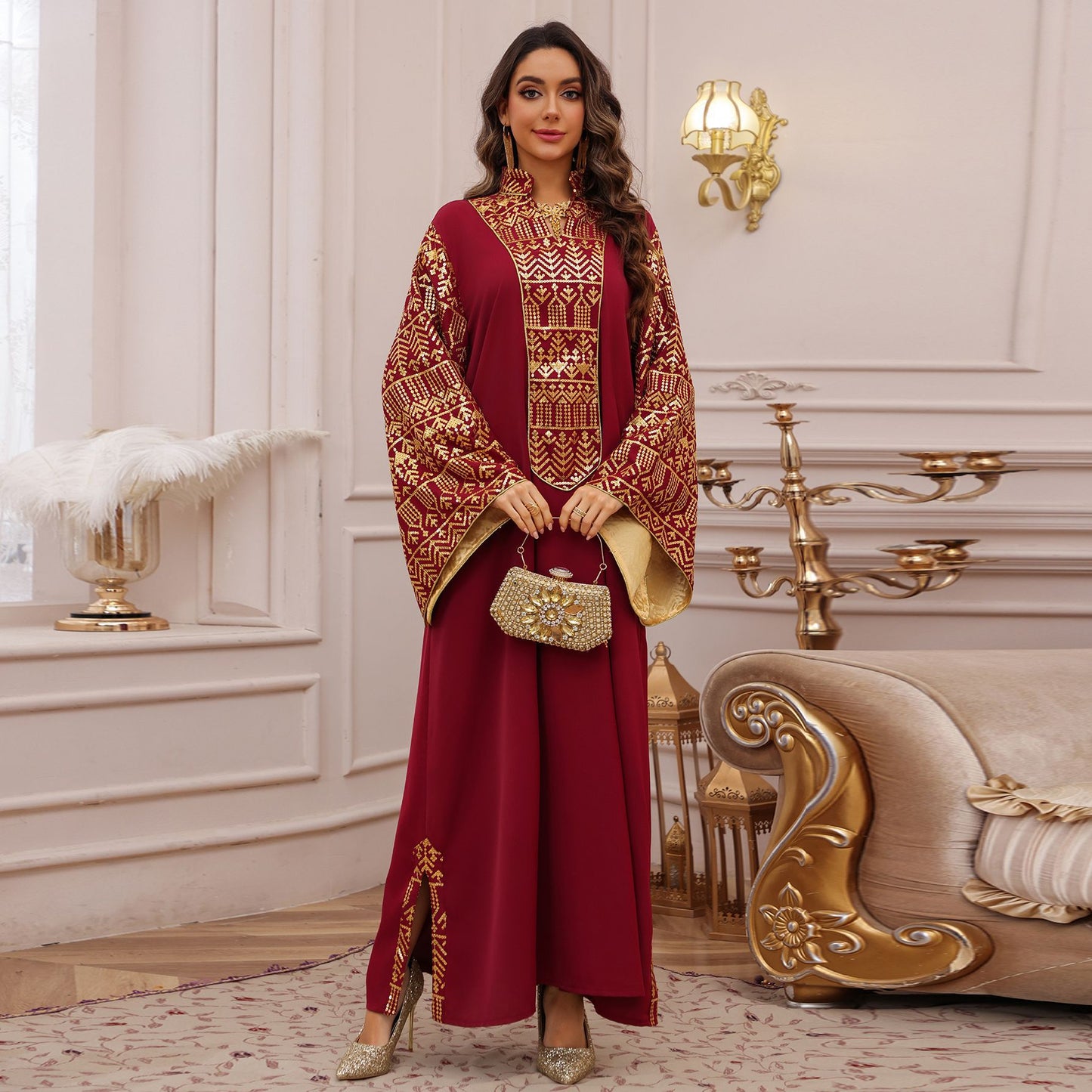 Women's Sequin Embroidered Large-sleeved Dress