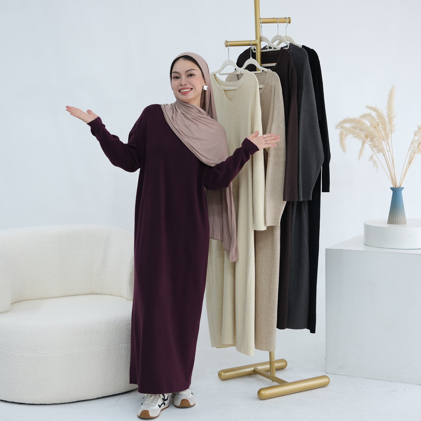 Cozy Knit Maxi Dress Long Sleeve Winter Wear