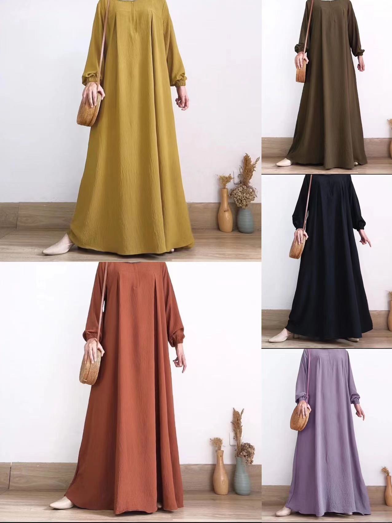 Women's Solid Color Long Sleeve Zipper Crewneck Dress