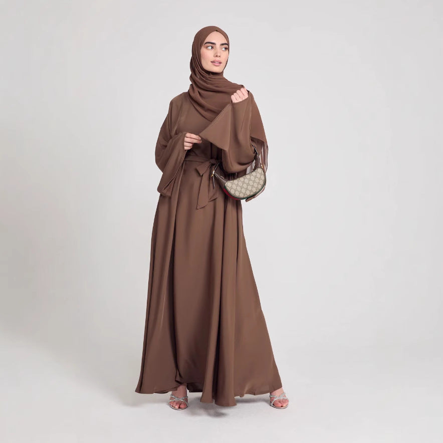 Women's Round Neck Bell Sleeve Abaya Dress