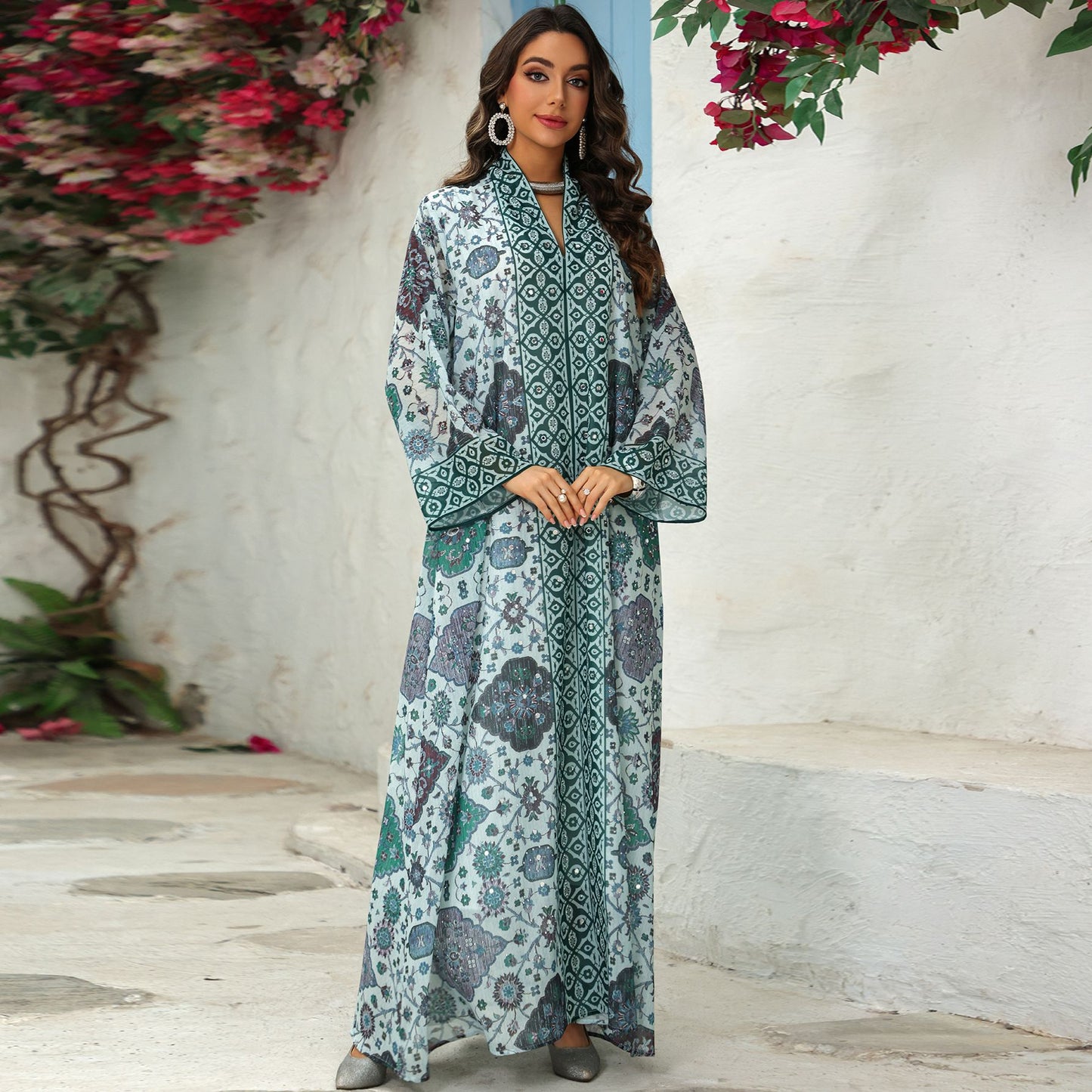 Muslim Women's Printed Pullover Dress