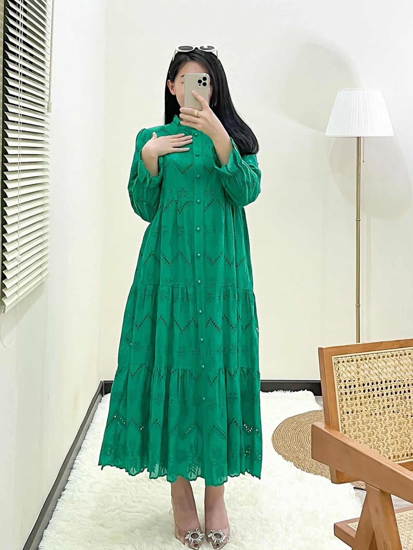 Women's Plain Embroidered Lace Dress