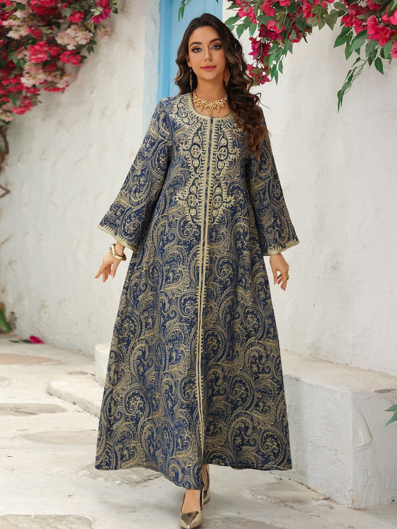 Women's Jacquard Embroidered Evening Dress