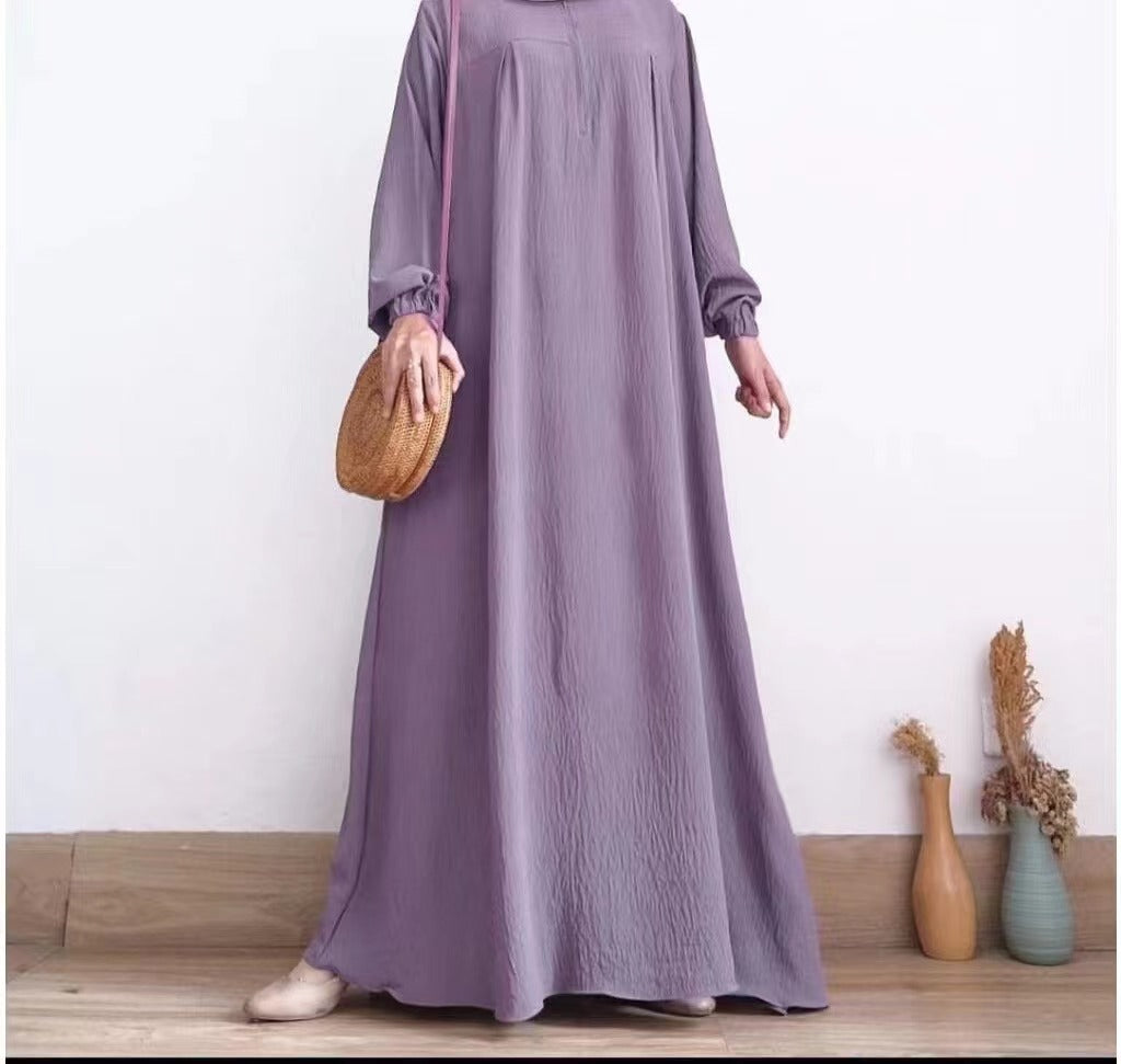 Women's Long-sleeved Zippered Crewneck Dress