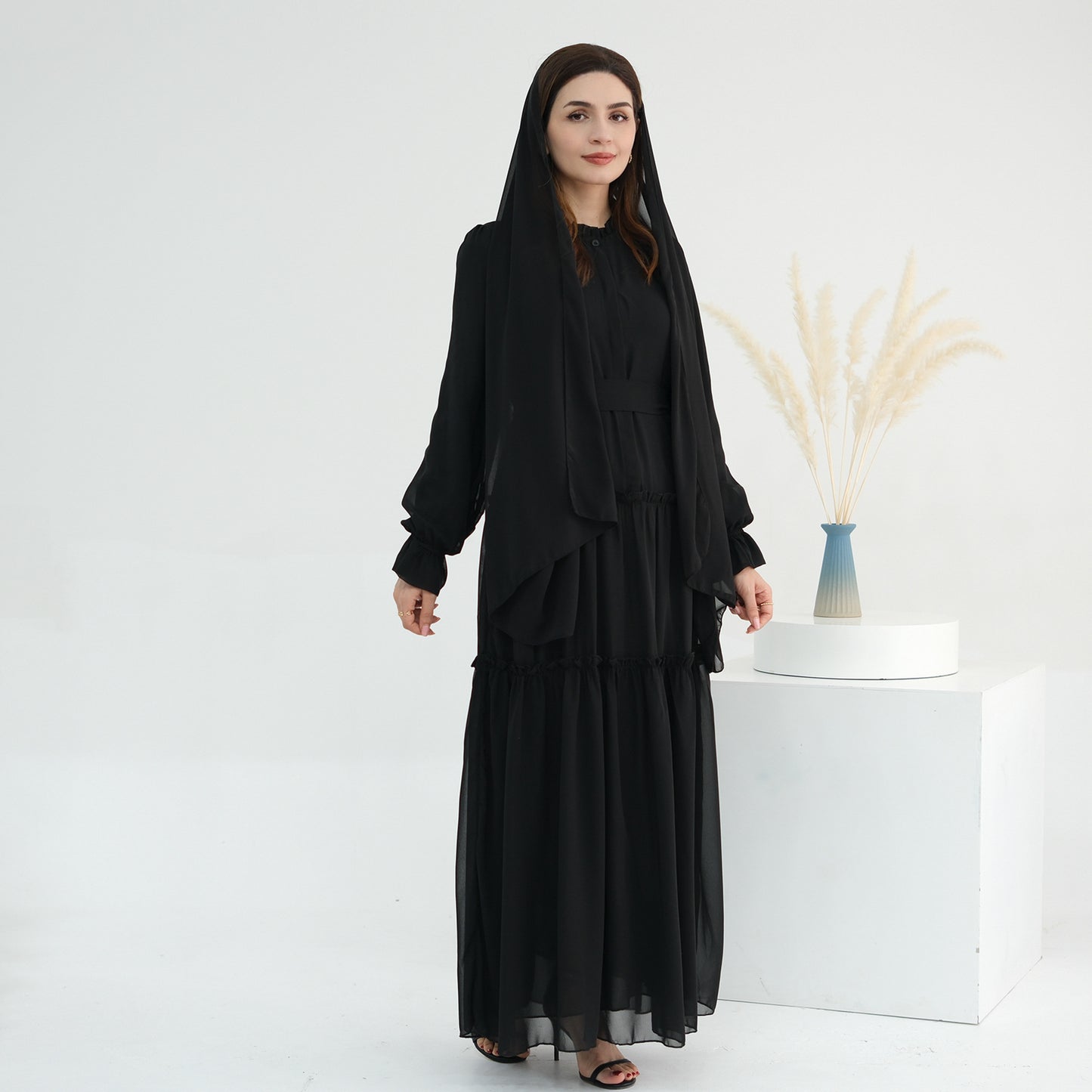 Women's Solid Color Maxi Abaya Dress