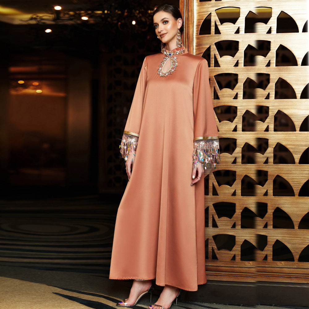 Women's Gradient Tassel Maxi Dress