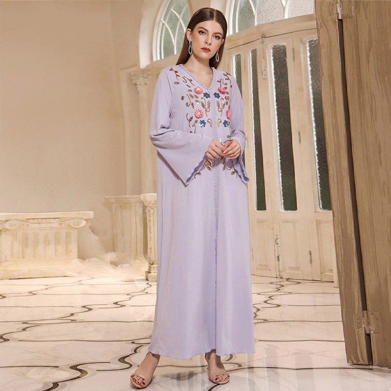 Fashion V-neck Embroidered Dress