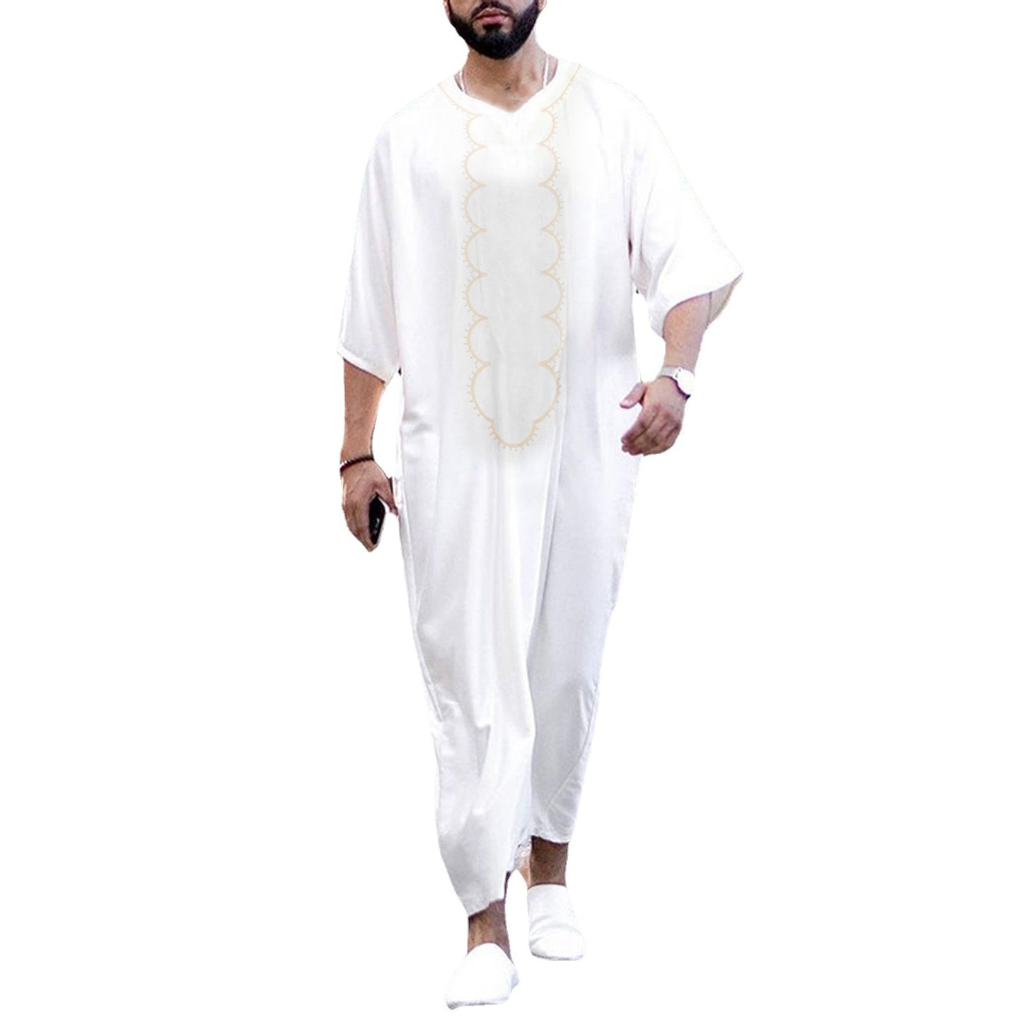 Men's Arabian Ethnic Print Maxi Thobe