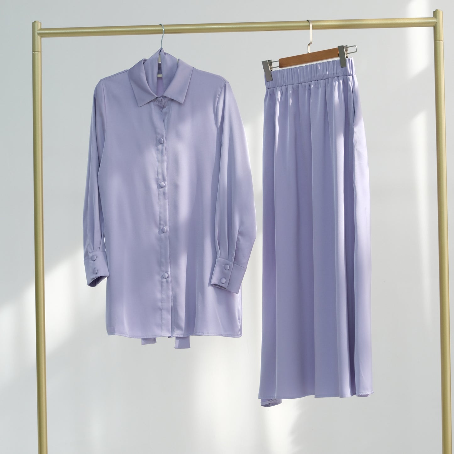 Women's Solid Color Lace-up Top Skirt Set