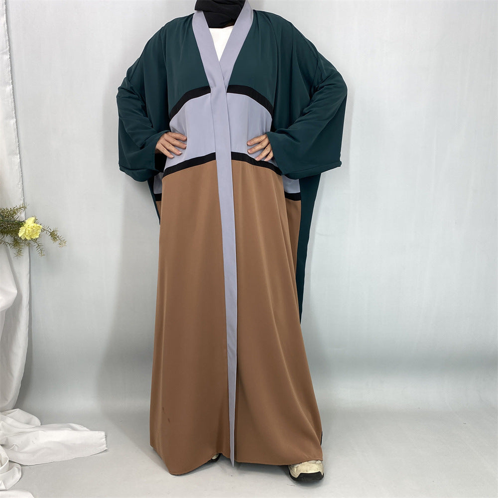 Women's Patchwork Cardigan Robe Dress