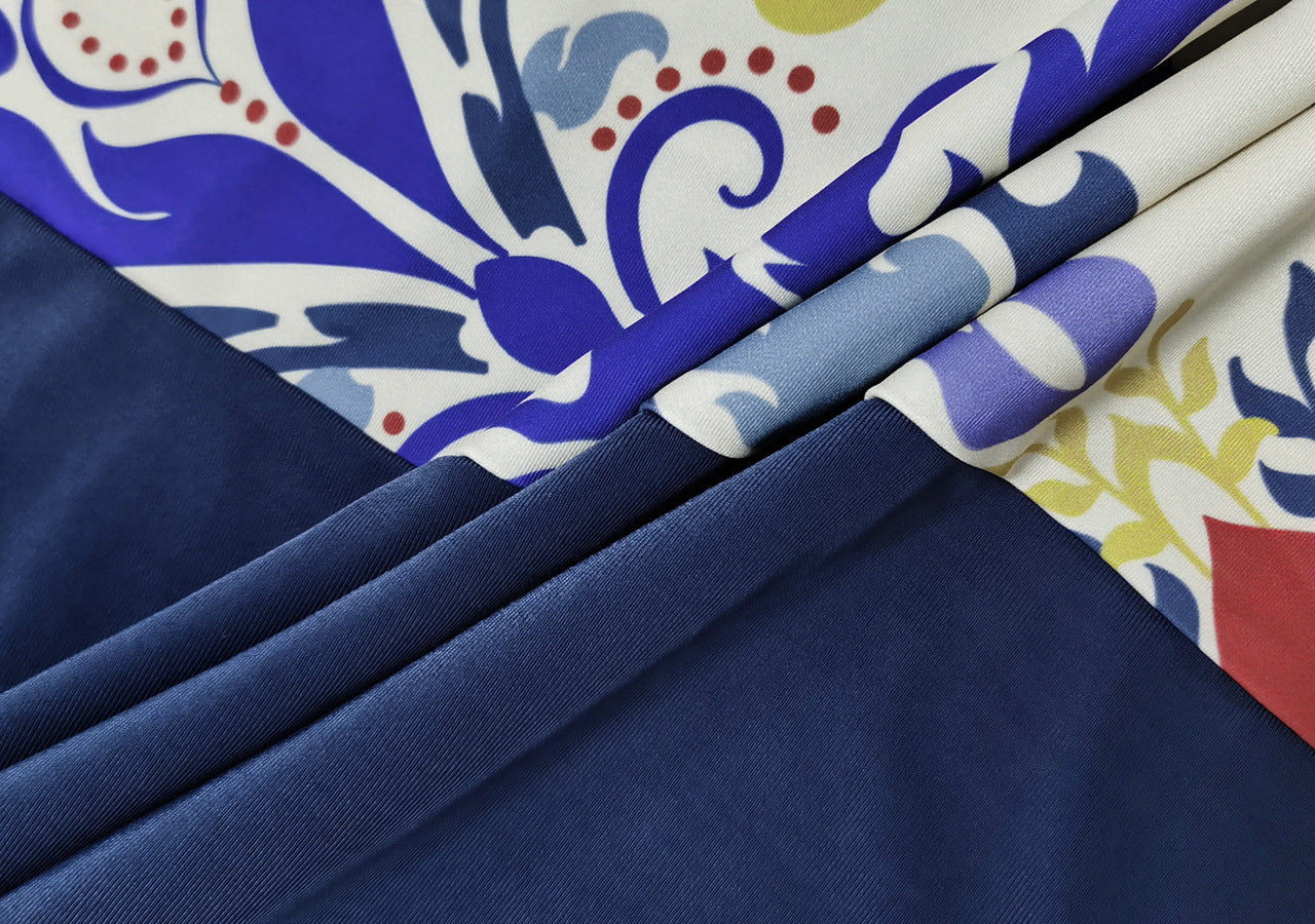 Burkini Split Cover Swimsuit Color-block Print Three-piece Swimsuit