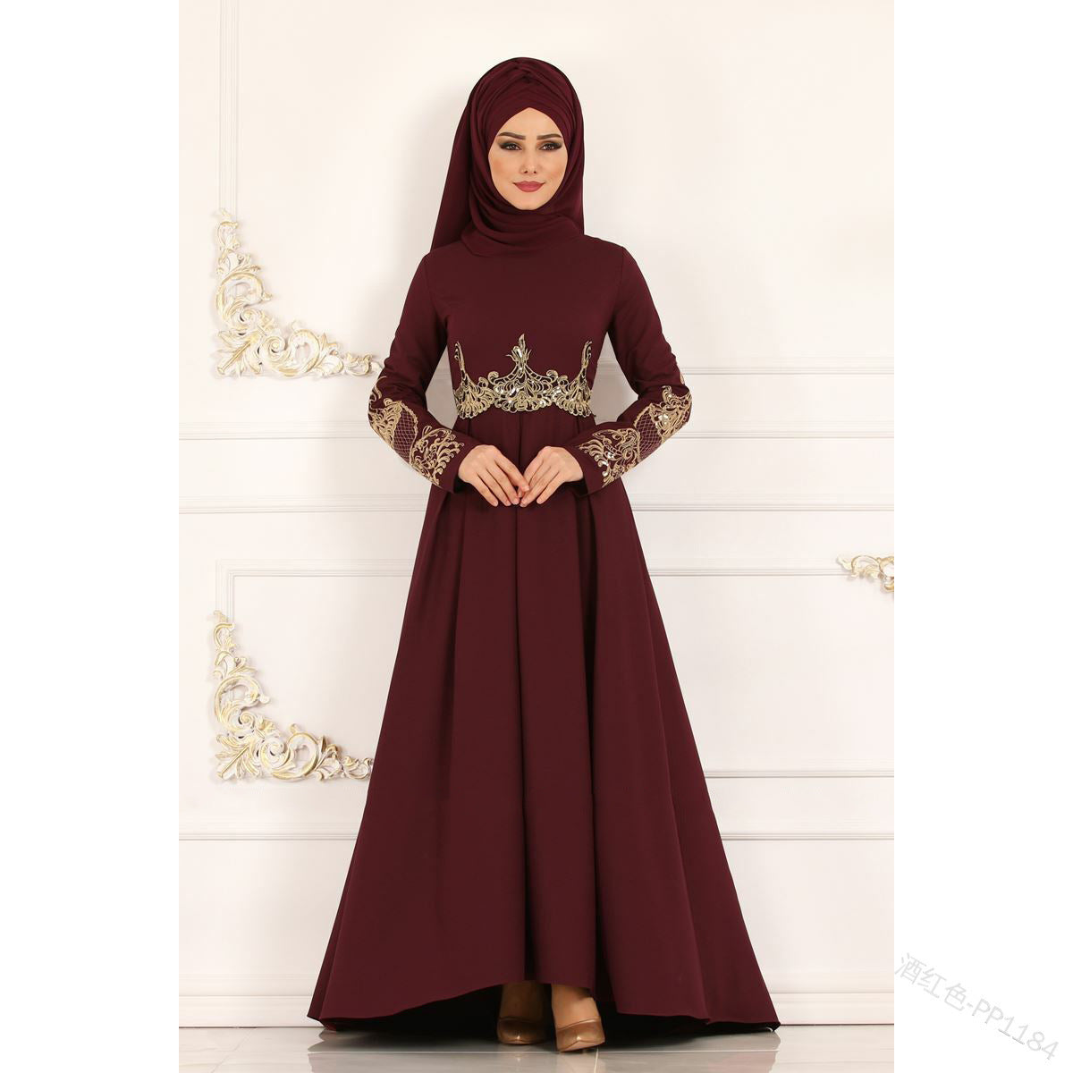 Women's Embroidered High-waist Slim Ethnic Dress